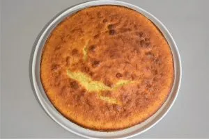 torta all'arancia con ganache al cioccolato sfornata