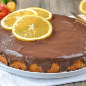 torta all'arancia con ganache al cioccolato fondente