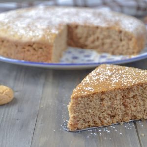 torta di castagne e amaretti con zucchero a velo