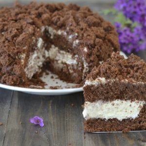 fetta di torta mimosa al cioccolato servita