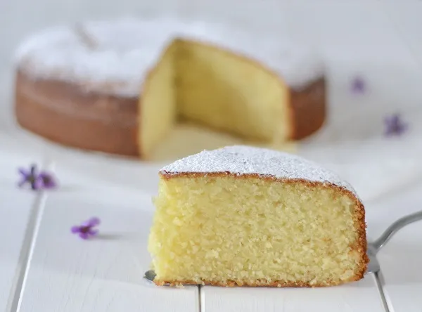 torta al cioccolato bianco con zucchero a velo