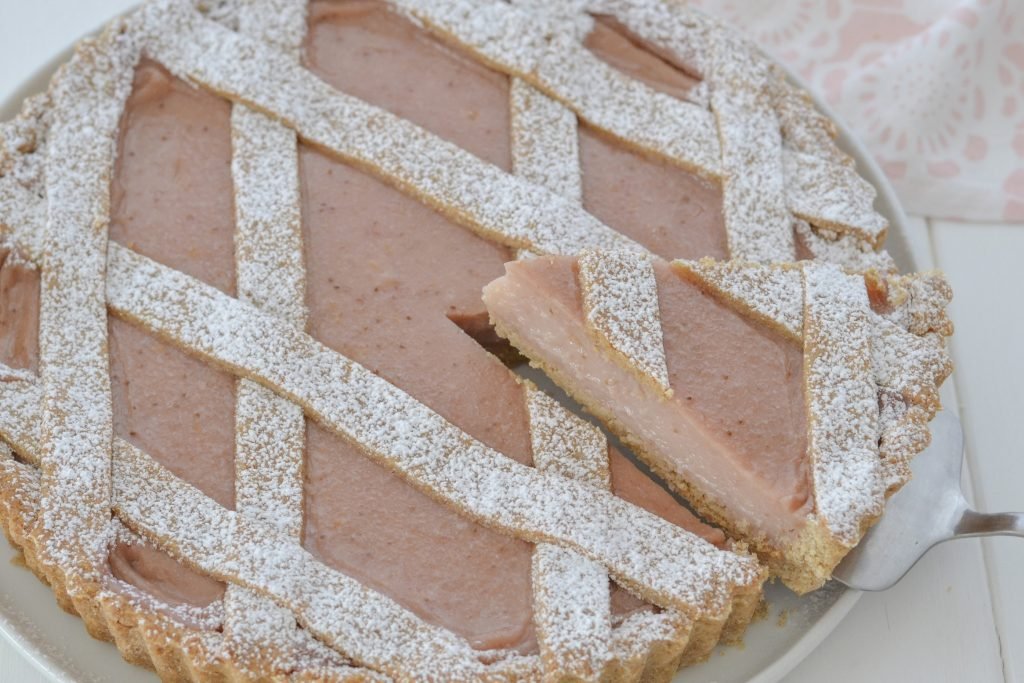 crostata integrale con crema alle fragole limone e vaniglia