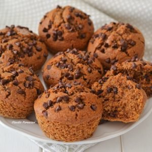 muffin integrali con gocce di cioccolato fondente