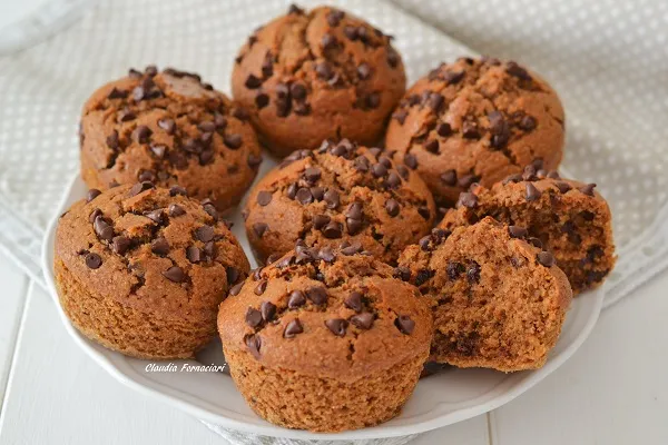 muffin integrali con gocce di cioccolato