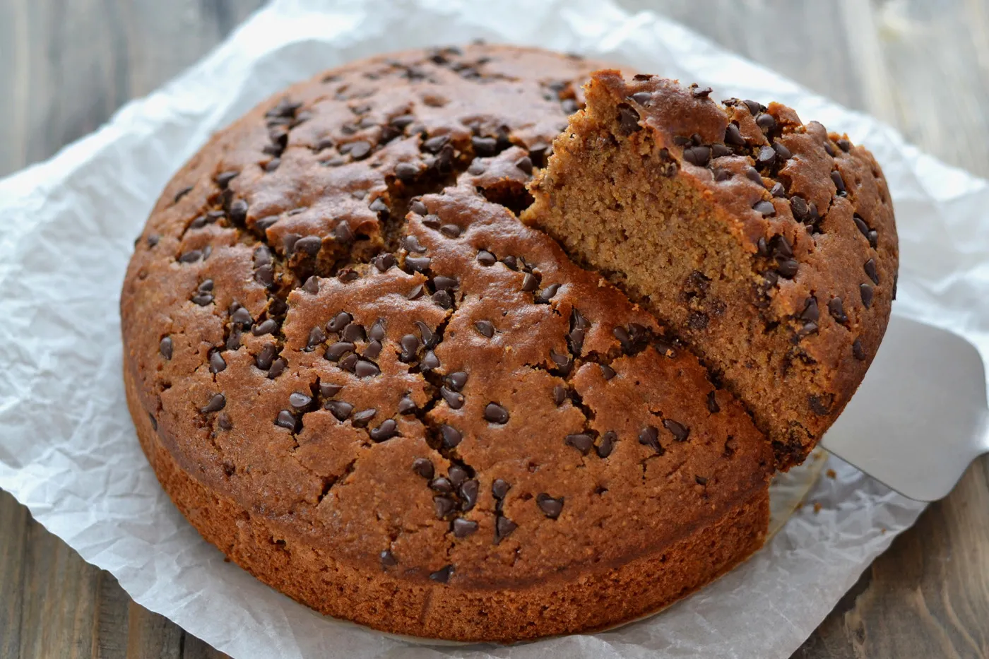 torta integrale con gocce di cioccolato