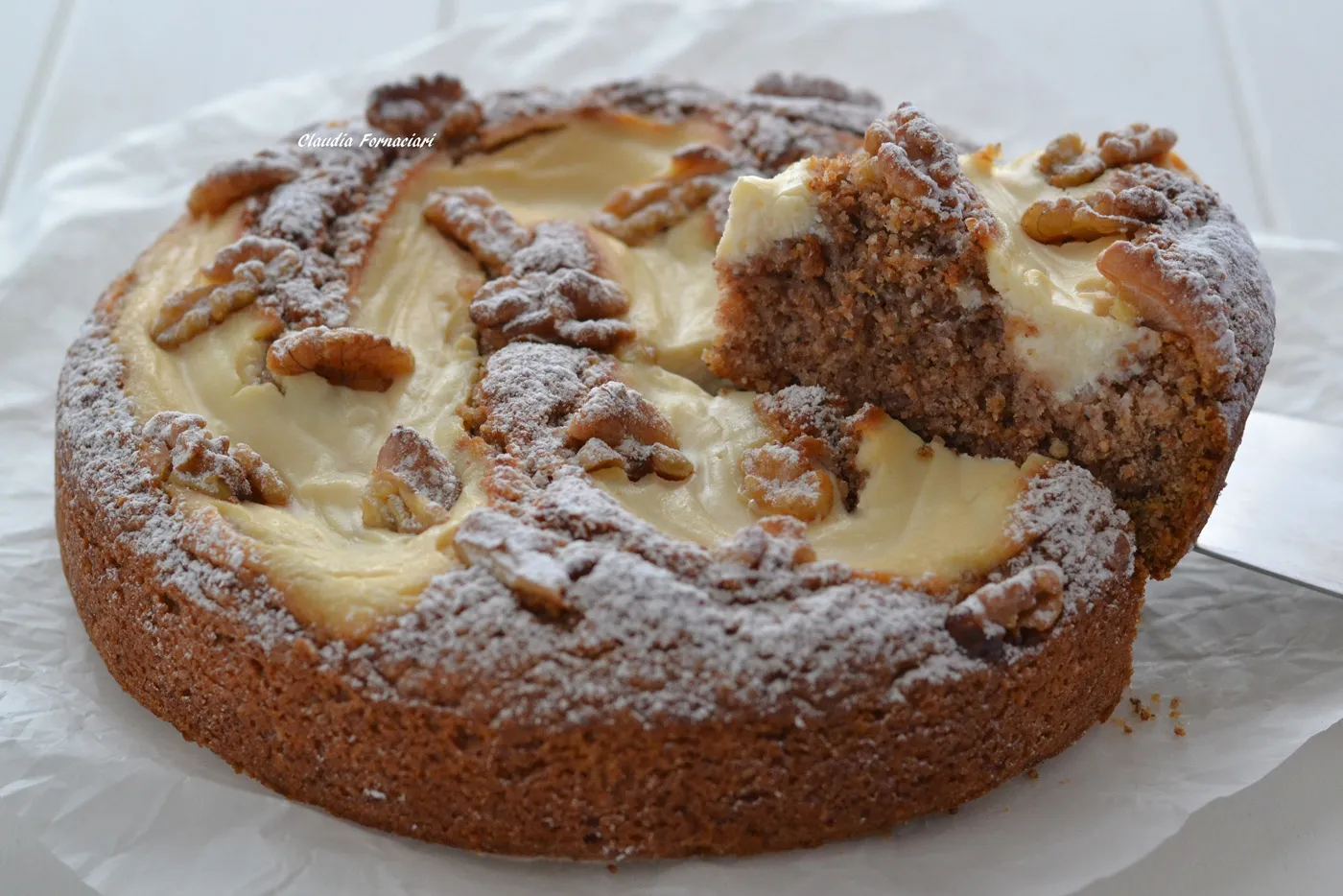 torta noci e ricotta al miele
