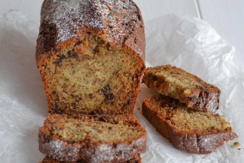 banana bread con gocce di cioccolato