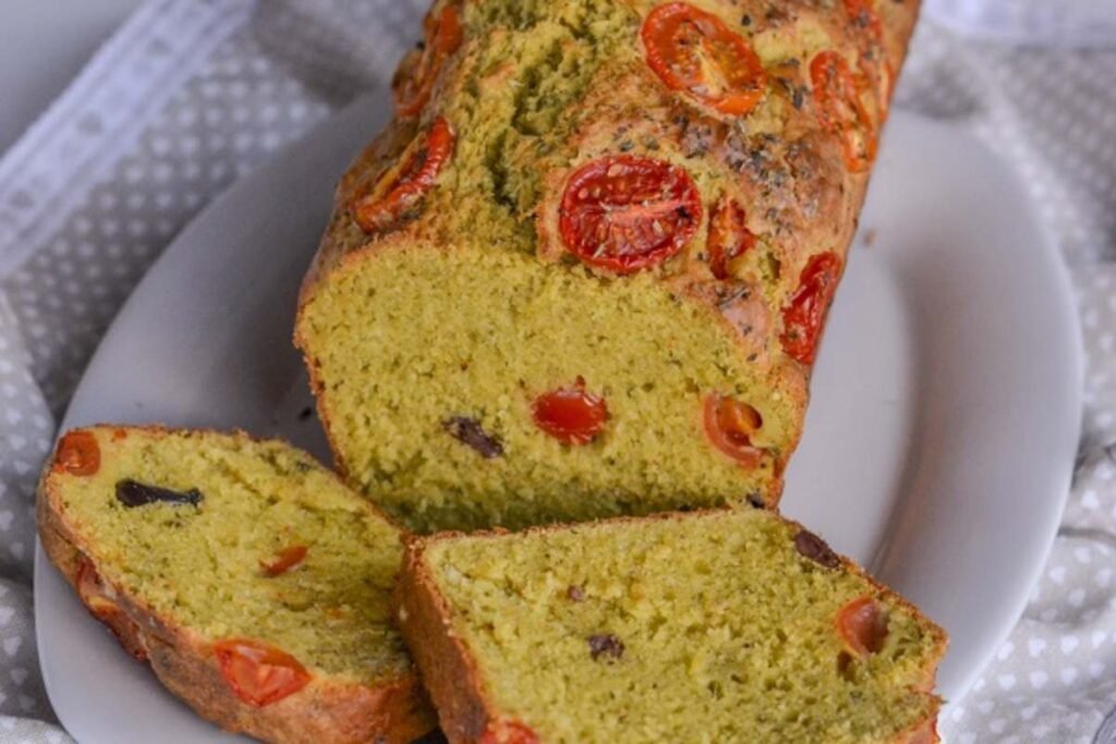 plumcake al pesto con pomodorini e olive taggiasche